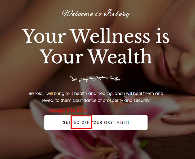 Wellness promotion with 15% off offer.